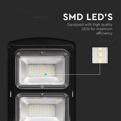 LED Stmívatelná solární pouliční lampa se senzorem pohybu a soumraku LED/12W/3,2V 6000K IP65 10000 mAh černá + dálkové ovládání