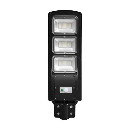 LED Stmívatelná solární pouliční lampa se senzorem pohybu a soumraku LED/12W/3,2V 6000K IP65 10000 mAh černá + dálkové ovládání