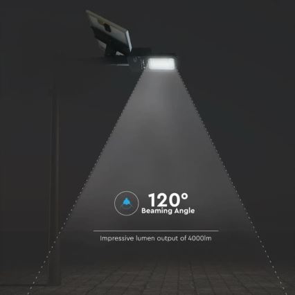 LED Stmívatelná solární pouliční lampa LED/50W/6,4V 6000K IP65 + dálkové ovládání