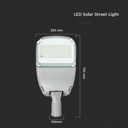 LED Stmívatelná solární pouliční lampa SAMSUNG CHIP LED/50W/6,4V 6000K IP65 + dálkové ovládání