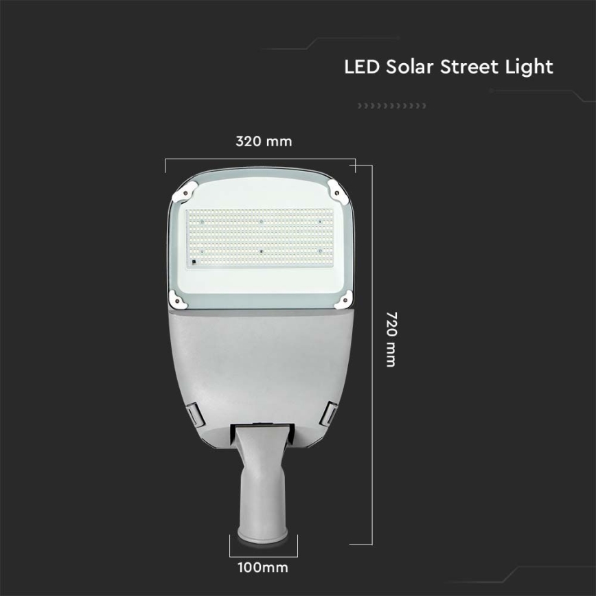 LED Stmívatelná solární pouliční lampa SAMSUNG CHIP LED/50W/6,4V 6000K IP65 30000 mAh + dálkové ovládání