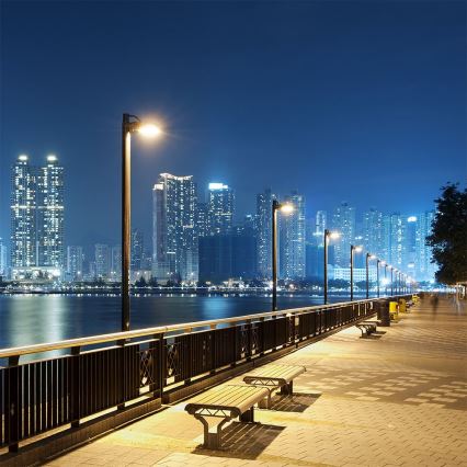 LED Stmívatelná solární pouliční lampa se senzorem pohybu a soumraku LED/6W/3,2V 6000K IP65 5000 mAh černá + dálkové ovládání