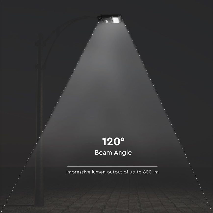 LED Stmívatelná solární pouliční lampa se senzorem pohybu a soumraku LED/6W/3,2V 6000K IP65 5000 mAh černá + dálkové ovládání