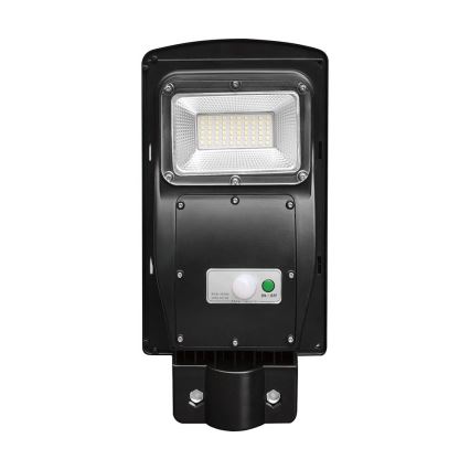 LED Stmívatelná solární pouliční lampa se senzorem pohybu a soumraku LED/6W/3,2V 6000K IP65 5000 mAh černá + dálkové ovládání