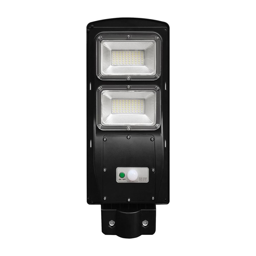LED Stmívatelná solární pouliční lampa se senzorem pohybu a soumraku LED/8W/3,2V 6000K IP65 9000 mAh černá + dálkové ovládání
