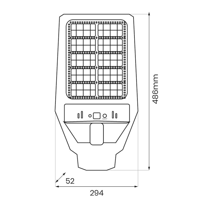 LED Stmívatelná solární pouliční lampa se senzorem KERS LED/300W/3,2V 6500K 8000 mAh IP65 šedá + dálkové ovládání