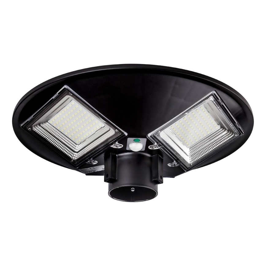 LED Stmívatelná solární pouliční lampa se senzorem LED/15W/6V 11000 mAh 6500K IP65 černá + dálkové ovládání
