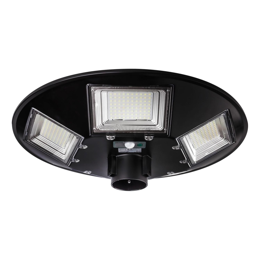 LED Stmívatelná solární pouliční lampa se senzorem LED/22W/6V 18000 mAh 6500K IP65 černá + dálkové ovládání