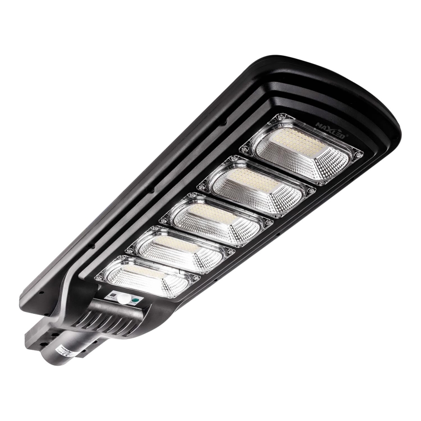LED Stmívatelná solární pouliční lampa se senzorem LED/300W/6V 6500K IP65 černá + dálkové ovládání