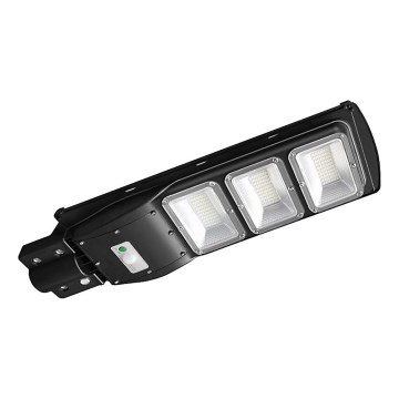 LED Stmívatelná solární pouliční lampa se senzorem pohybu a soumraku LED/12W/3,2V 6000K IP65 10000 mAh černá + dálkové ovládání