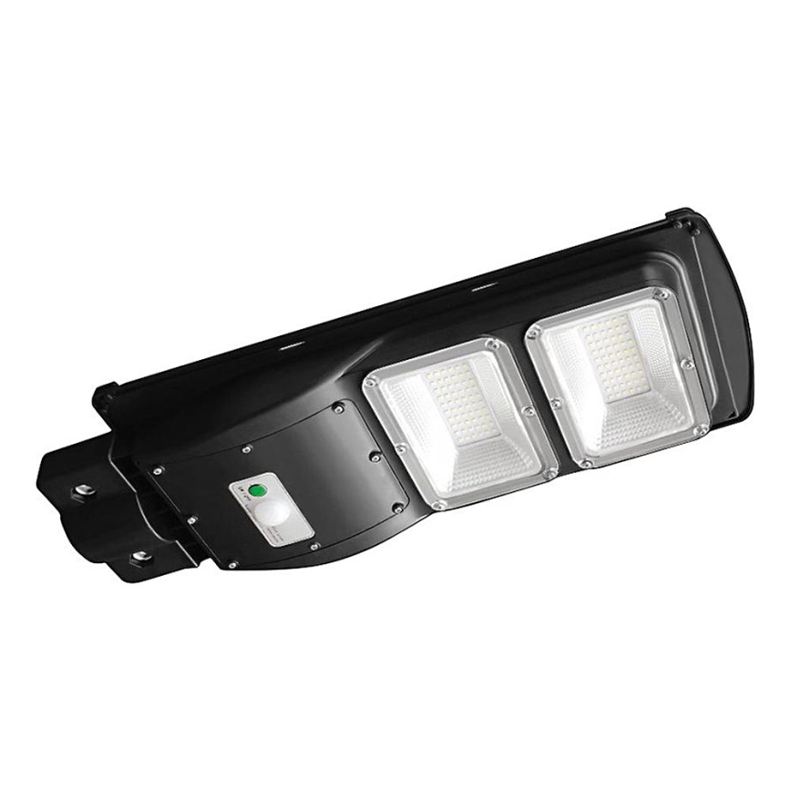 LED Stmívatelná solární pouliční lampa se senzorem pohybu a soumraku LED/8W/3,2V 6000K IP65 9000 mAh černá + dálkové ovládání