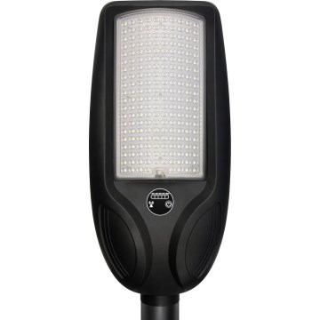 LED Stmívatelná solární pouliční lampa se senzorem VENICE LED/200W/3,2V 12000 mAh IP65 černá + dálkové ovládání
