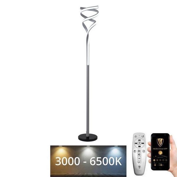 LED Stmívatelná stojací lampa LED/50W/230V 3000-6500K šedá + dálkové ovládání