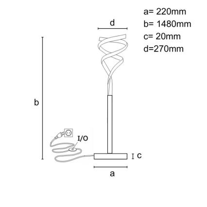 LED Stmívatelná stojací lampa LED/50W/230V 3000-6500K šedá + dálkové ovládání