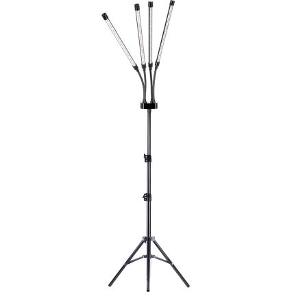LED Stmívatelná flexibilní stojací lampa pro pěstování rostlin VITARO 4xLED/7,5W/230V černá