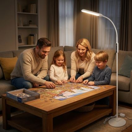 LED Stmívatelná stojací lampa TEILO LED/10W/230V 3000/4000/6500K bílá + dálkové ovládání