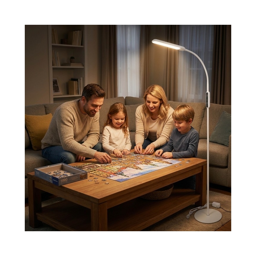 LED Stmívatelná stojací lampa TEILO LED/10W/230V 3000/4000/6500K bílá + dálkové ovládání