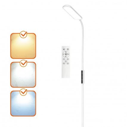 LED Stmívatelná stojací lampa TEILO LED/10W/230V 3000/4000/6500K bílá + dálkové ovládání