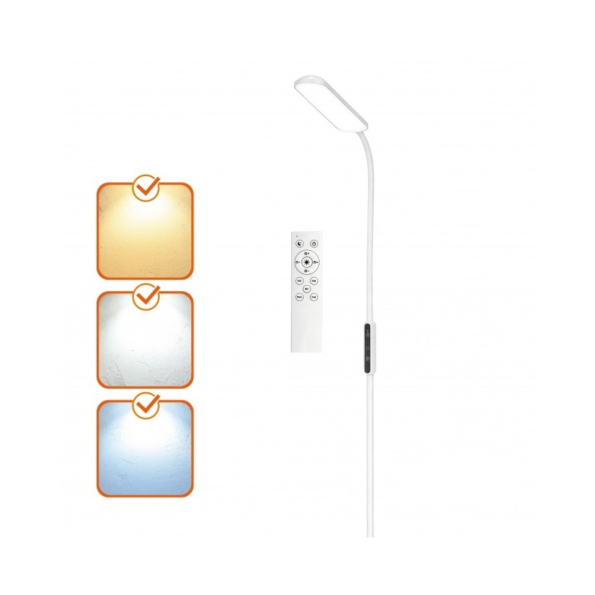LED Stmívatelná stojací lampa TEILO LED/10W/230V 3000/4000/6500K bílá + dálkové ovládání