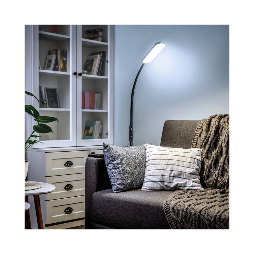 LED Stmívatelná stojací lampa TEILO LED/10W/230V 3000/4000/6500K černá + dálkové ovládání