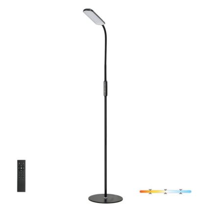 LED Stmívatelná stojací lampa TEILO LED/10W/230V 3000/4000/6500K černá + dálkové ovládání