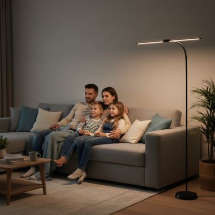 LED Stmívatelná stojací lampa TEILO LED/14W/230V 3000/4000/6000K černá
