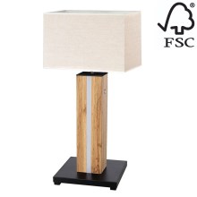 LED Stmívatelná stolní lampa FLAME 1xE27/40W+ LED/4,6W/230V 56,5 cm dub – FSC certifikováno