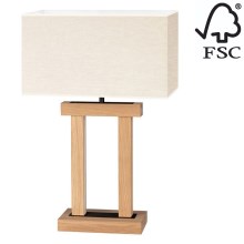 LED Stmívatelná stolní lampa HAKON 1xE27/40W+ 2xLED/7,5W/230V 55 cm dub – FSC certifikováno
