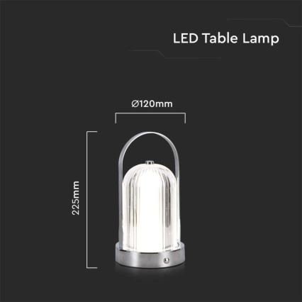 LED Stmívatelná dobíjecí dotyková stolní lampa LED/1W/5V 3000-6000K 1800 mAh chrom