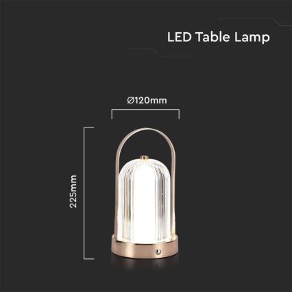 LED Stmívatelná dobíjecí dotyková stolní lampa LED/1W/5V 3000-6000K 1800 mAh měď