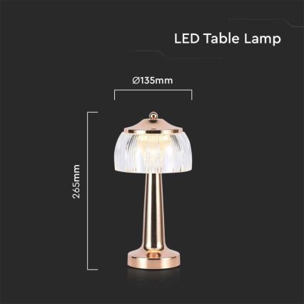 LED Stmívatelná dobíjecí dotyková stolní lampa LED/1W/5V 3000-6000K 1800 mAh rose gold