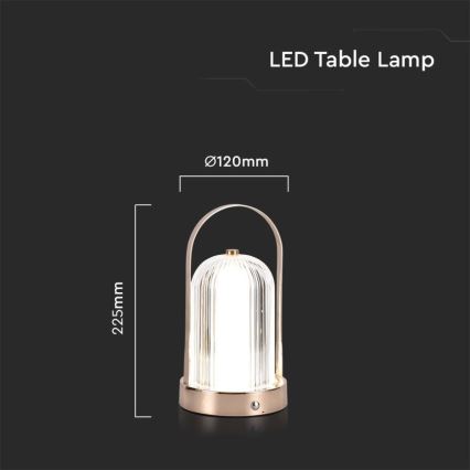 LED Stmívatelná dobíjecí dotyková stolní lampa LED/1W/5V 3000-6000K 1800 mAh zlatá