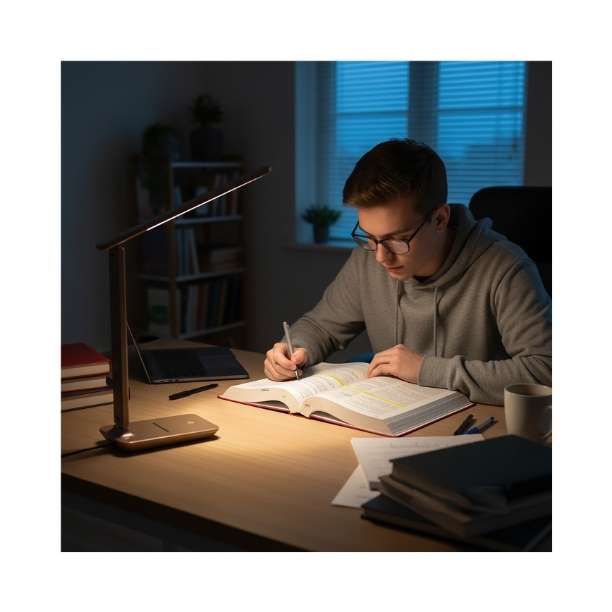 LED Stmívatelná stolní lampa NOBLITE N LED/7W/230V 3000/4000/6500K hnědá