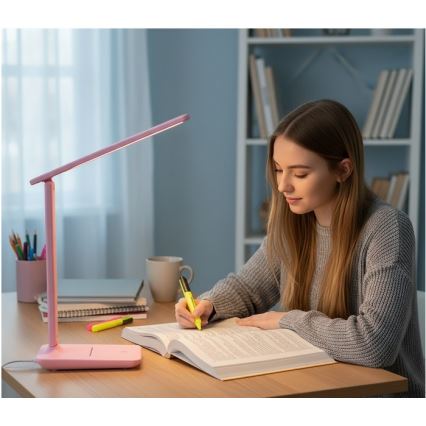 LED Stmívatelná stolní lampa NOBLITE N LED/7W/230V 3000/4000/6500K růžová