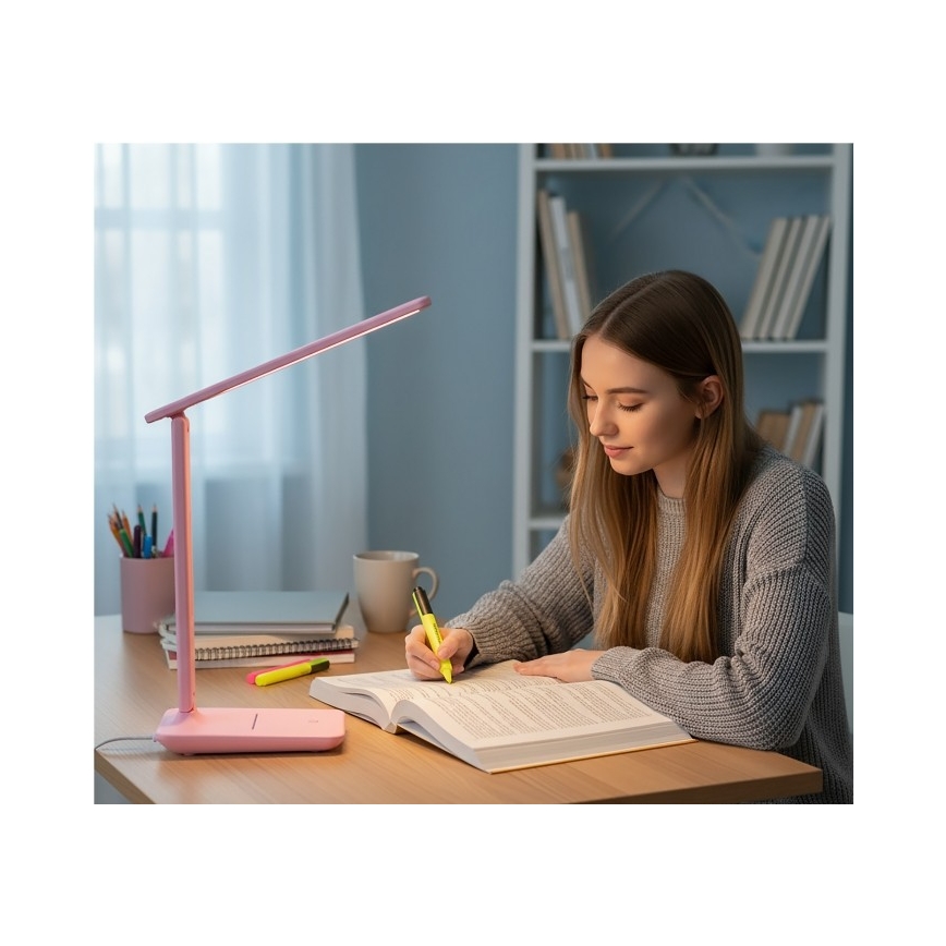 LED Stmívatelná stolní lampa NOBLITE N LED/7W/230V 3000/4000/6500K růžová