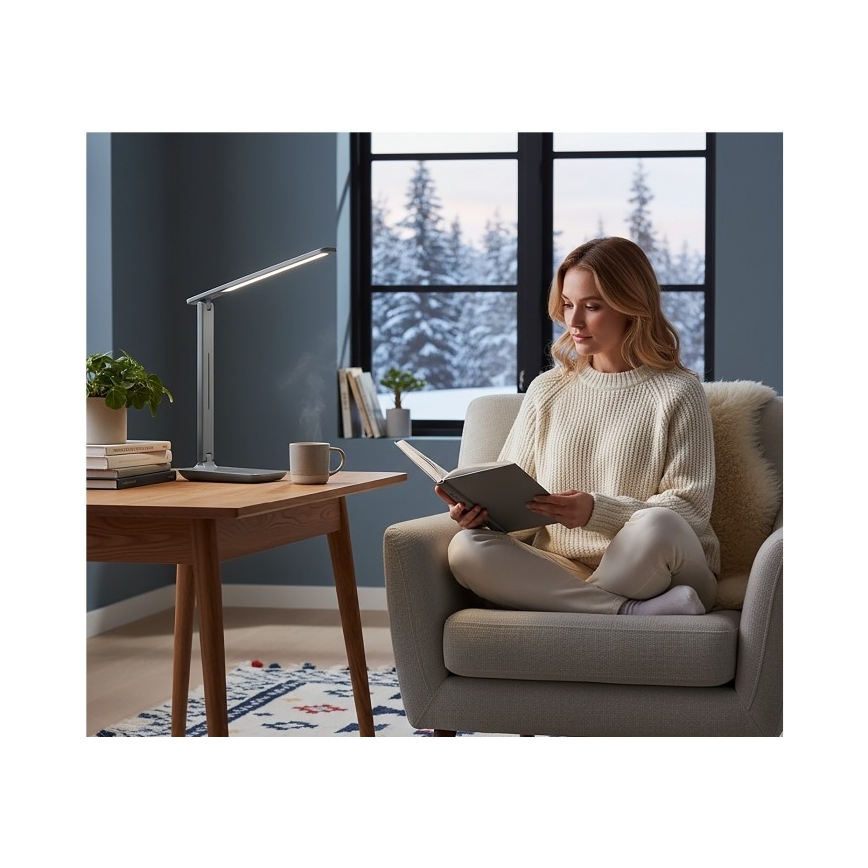 LED Stmívatelná stolní lampa NOBLITE N LED/7W/230V 3000/4000/6500K šedá