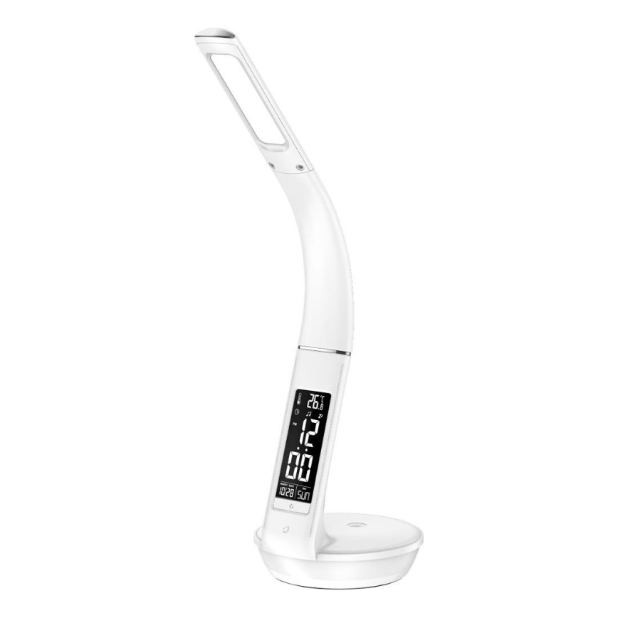LED Stmívatelná stolní lampa s bezdrátovým nabíjením Qi 5W a displejem LED/6W/230V/1xCR2032 3000/4000/6000K bílá