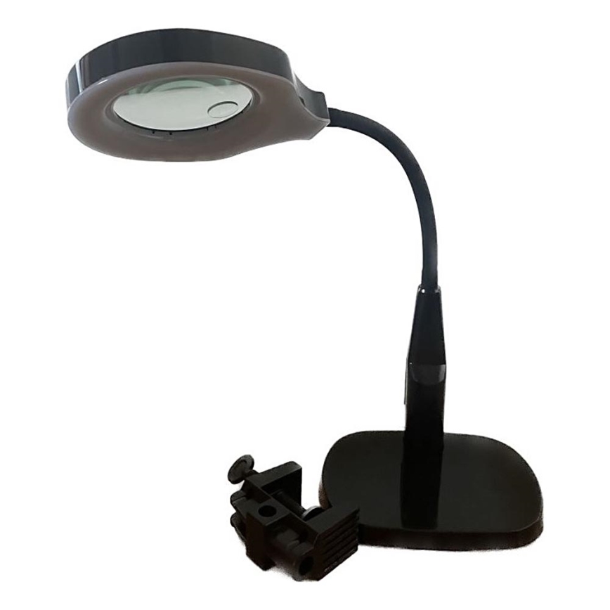LED Stmívatelná stolní lampa s bifokální lupou LED/6W/230V 6000-7000K černá