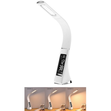 LED Stmívatelná stolní lampa s displejem LEATHER LED/7W/230V bílá