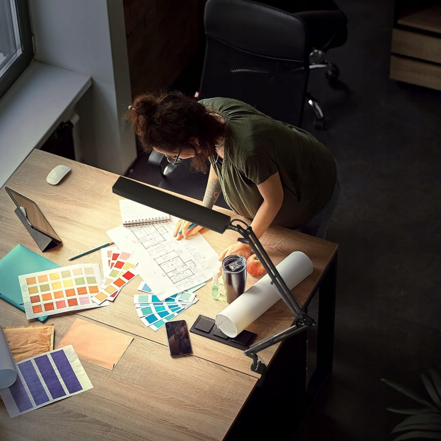 LED Stmívatelná dotyková flexibilní stolní lampa s klipem LED/10W/5/230V 3000/4000/6000K černá