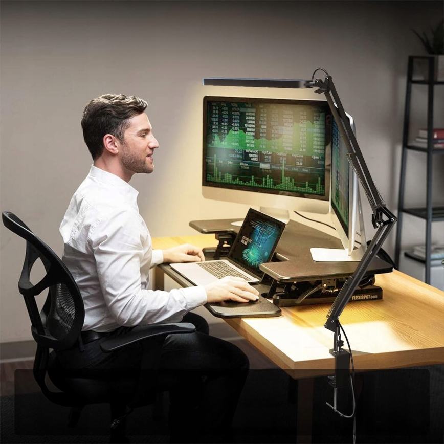 LED Stmívatelná dotyková flexibilní stolní lampa s klipem LED/10W/5/230V 3000/4000/6000K černá