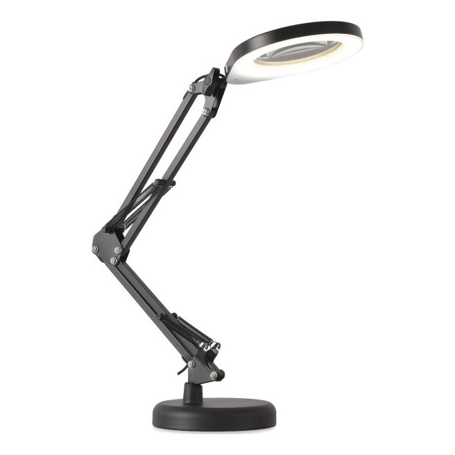 LED Stmívatelná stolní lampa s lupou 2v1 AURIQ LOUPE LED/10W/5V 3000/4000/6500K černá