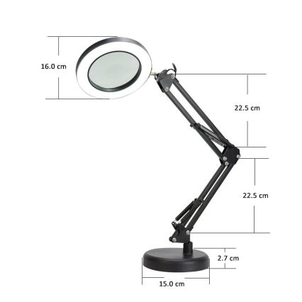 LED Stmívatelná stolní lampa s lupou LED/10W/230V 3000/4500/6000K