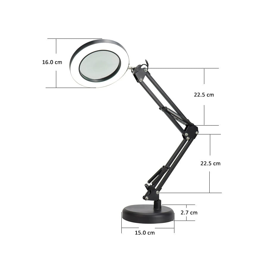 LED Stmívatelná stolní lampa s lupou LED/10W/230V 3000/4500/6000K