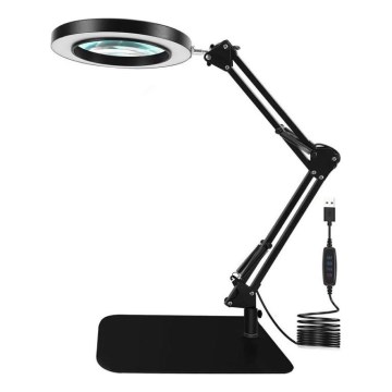 LED Stmívatelná stolní lampa s lupou LED/11W/5V 3000-6000K černá