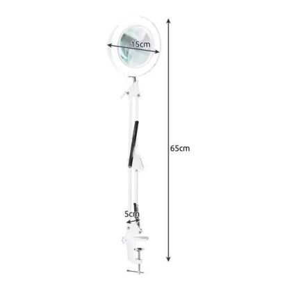 LED Stmívatelná stolní lampa s lupou LED/6W/5V 3000K/4000K/6000K bílá