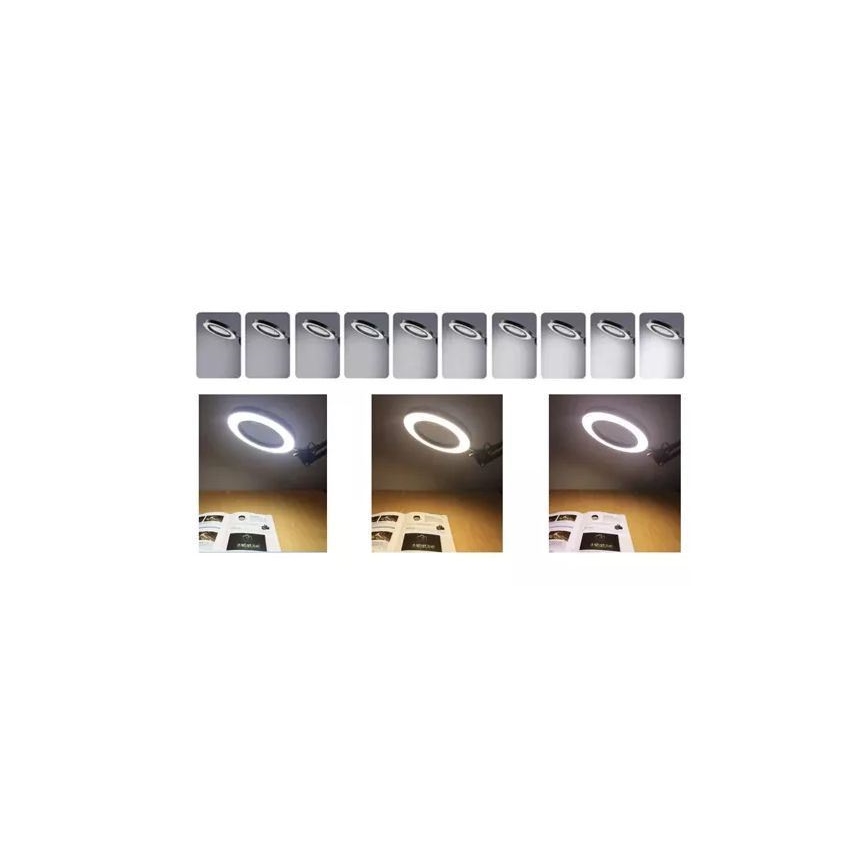 LED Stmívatelná stolní lampa s lupou LED/6W/5V 3000K/4000K/6000K černá