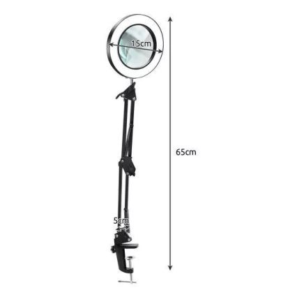 LED Stmívatelná stolní lampa s lupou LED/6W/5V 3000K/4000K/6000K černá