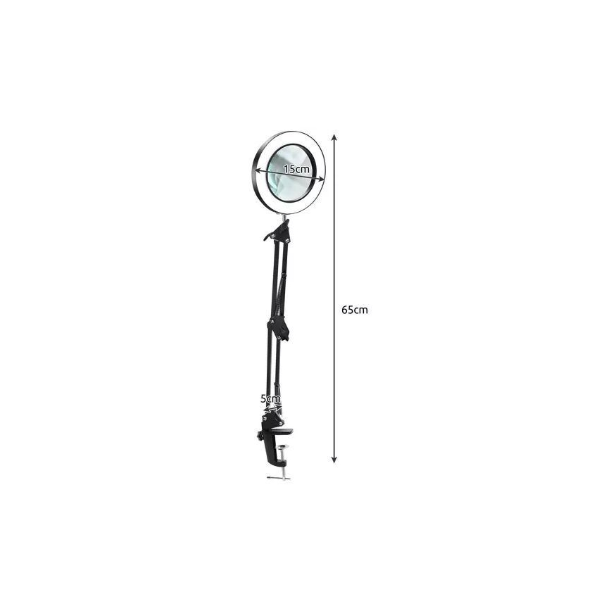 LED Stmívatelná stolní lampa s lupou LED/6W/5V 3000K/4000K/6000K černá