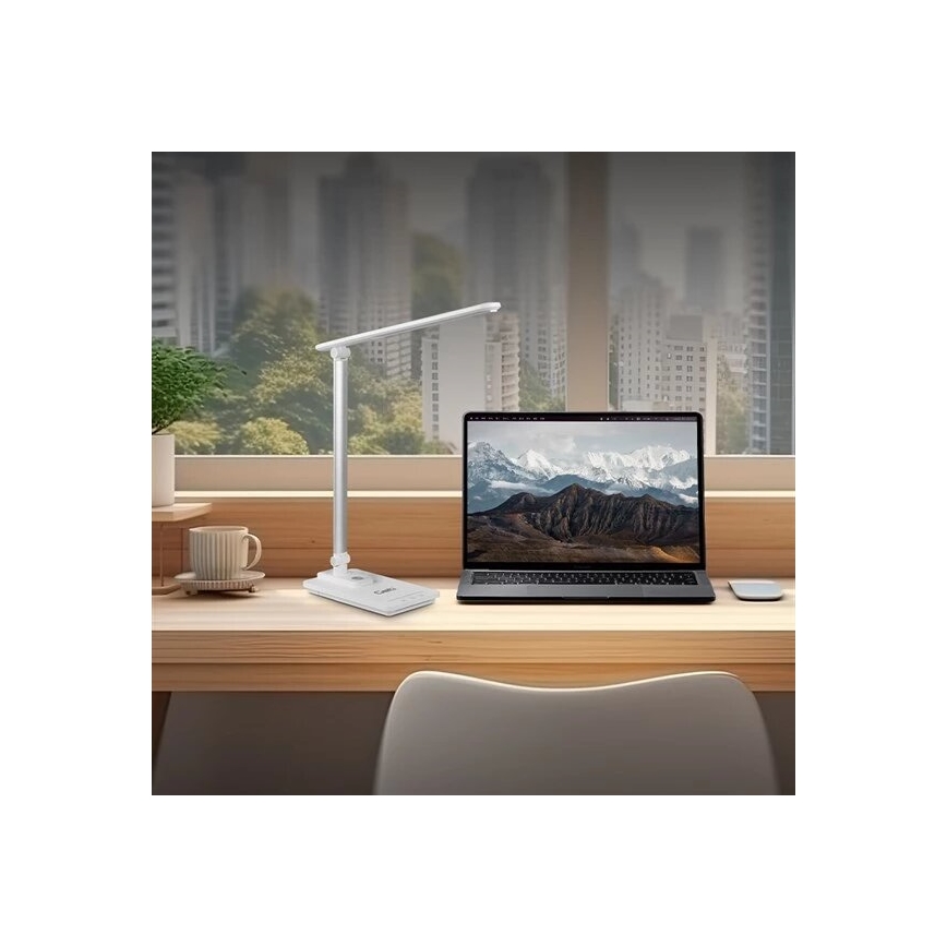 LED Stmívatelná stolní lampa s USB LED/9W/230V 3000K/4000K/5500K bílá